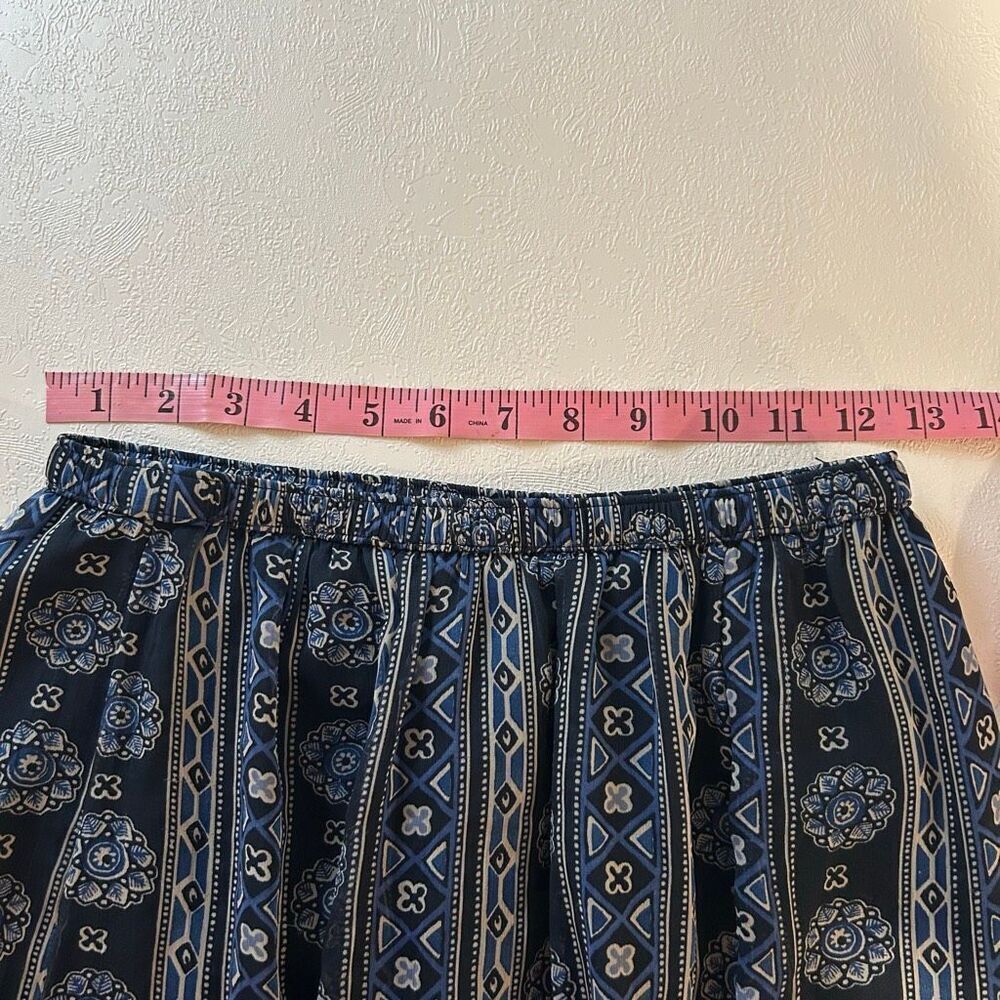 Hollister Boho Maxi Skirt Small Blue Geometric Floral Print Flowy Summer Beach S - Picture 4 of 5